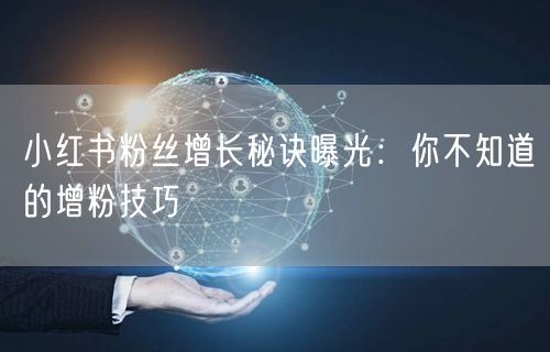 小红书粉丝增长秘诀曝光:你不知道的增粉技巧