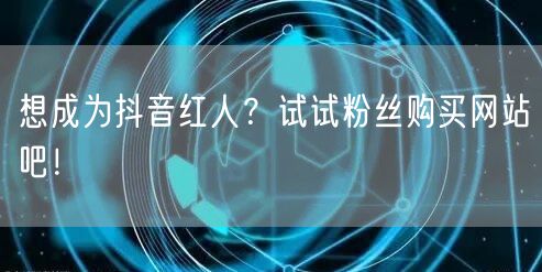 想成为抖音红人？试试粉丝购买网站吧！