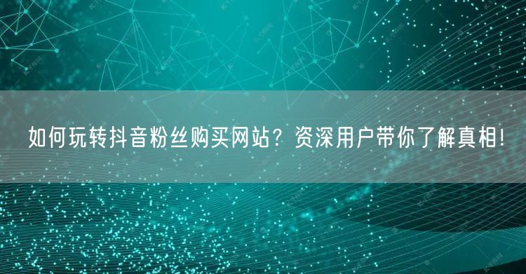 如何玩转抖音粉丝购买网站?资深用户带你了解真相!