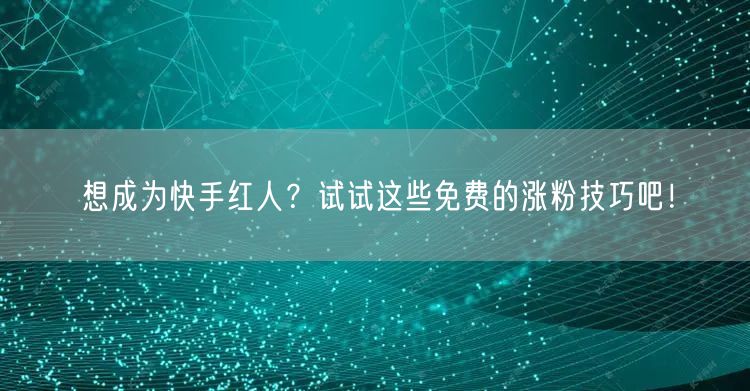 想成为快手红人?试试这些免费的涨粉技巧吧!