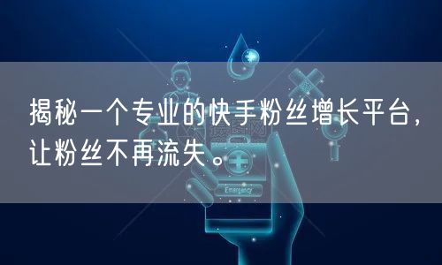 揭秘一个专业的快手粉丝增长平台，让粉丝不再流失。