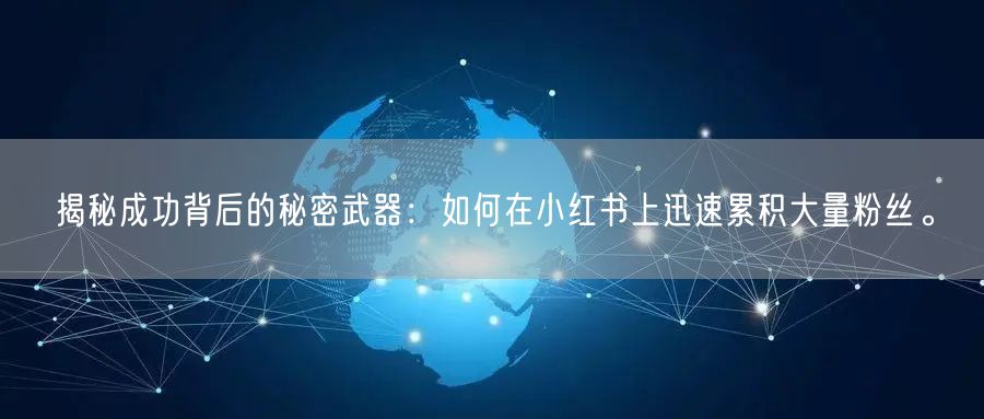 揭秘成功背后的秘密武器:如何在小红书上迅速累积大量粉丝。
